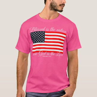 Camiseta Abençoada É A Nação Salm 3312 4º De Julho Flag