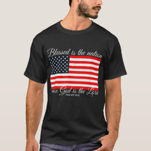 Camiseta Abençoada é a Nação Salm 3312 4 de julho Bandeira