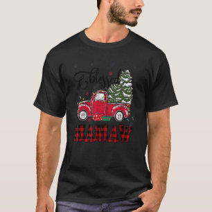 Camiseta Abençoada Família Mamaw Natal Luzes Vermelhas