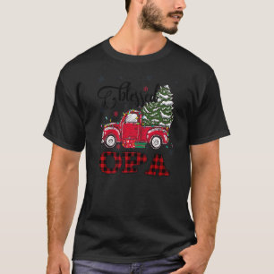 Camiseta Abençoada Família Opa Christmas Lights Truck Red T