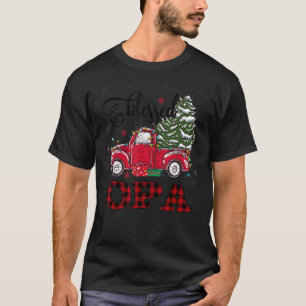 Camiseta Abençoada Família Opa Christmas Lights Truck Red T