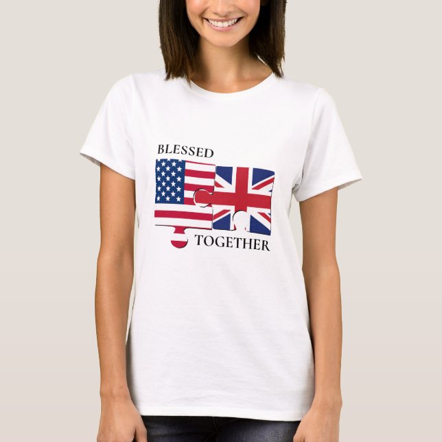 Camiseta Abençoada Junta dos EUA Union JACK Flag T-Shirt (Frente)