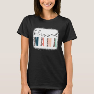 Camiseta Abençoada Mãe Branqueada Mamãe Leopardo