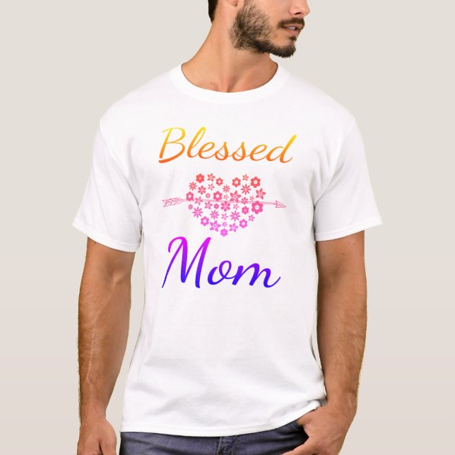 Camiseta Abençoada Mãe com Gradação de Cor (Frente)