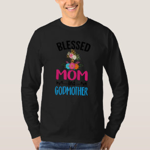 Camiseta Abençoada mãe e madrinha Floral Mães