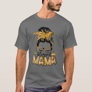 Camiseta Abençoada Mãe Mensagem De Cabelo Bravo Feliz Hallo