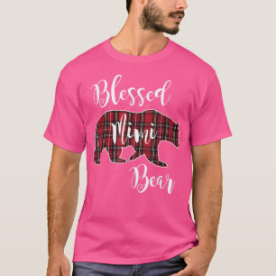 Camiseta Abençoada Mimi Bear Red Tartan Xadrez Divertida Av