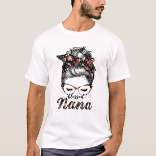 Camiseta Abençoada Nana Messy Bun Women Felz pascoa, Mãe