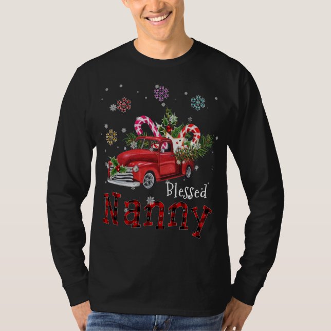 Camiseta Abençoada Nanny Natal Red Truck Presente Para Avó (Frente)
