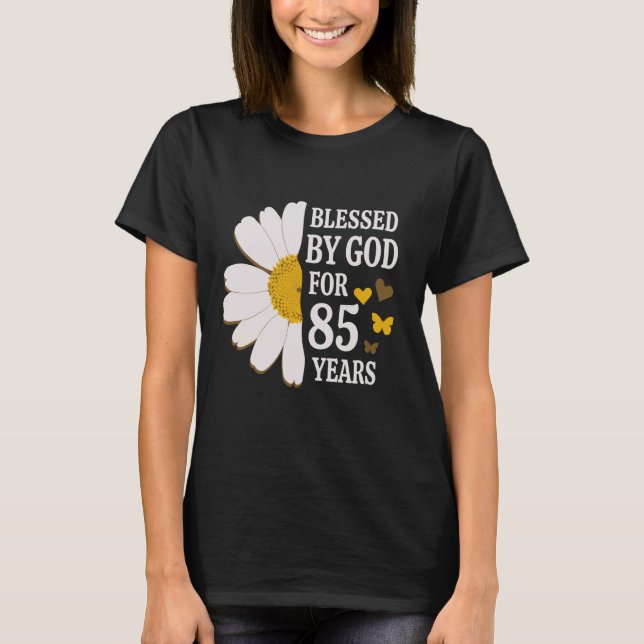 Camiseta Abençoada Por Deus Por 85 Anos 85 Anos Daisy Bu, A (Frente)