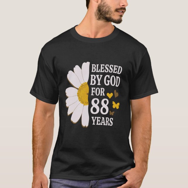 Camiseta Abençoada Por Deus Por 88 Anos 88 Anos Daisy Bu, A (Frente)
