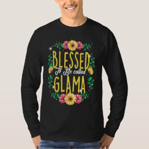 Camiseta Abençoada por ser chamada de Avó Flores Glama Mães