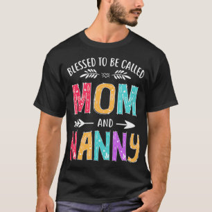 Camiseta Abençoada Seja Chamada Mãe e Avó Mães Engraçadas D