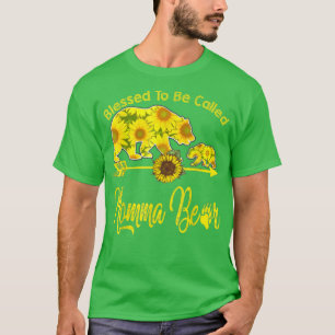 Camiseta Abençoada Seja Chamada Mamã Ursa Girassol Mães