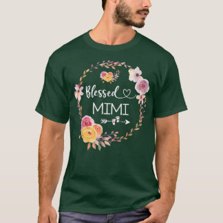 Camiseta Abençoada seja chamada Mimi Women Flower Decor Gra