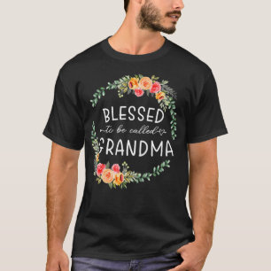 Camiseta Abençoada seja chamada vovó Mulheres Flores Decor