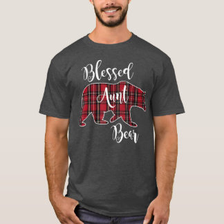 Camiseta Abençoada Tia Urso Vermelho Tartan Xadrez Diversão