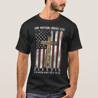 Camiseta Abençoada Uma Nação Sob Deus U Patriótico Cristão