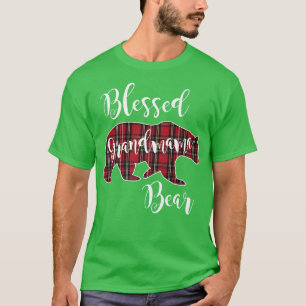 Camiseta Abençoada Vovó Urso Vermelho Tartan Xadrez Vovó Gi