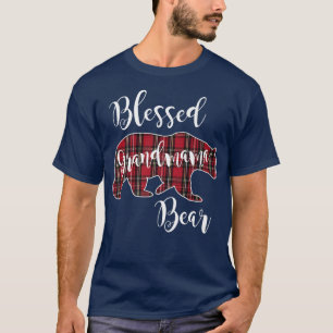 Camiseta Abençoada Vovó Urso Vermelho Tartan Xadrez Vovó Gi
