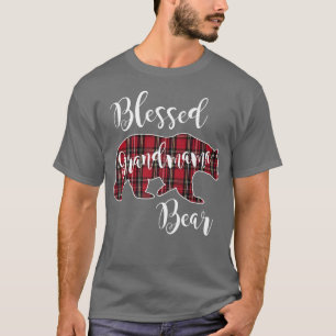 Camiseta Abençoada Vovó Urso Vermelho Tartan Xadrez Vovó Gi