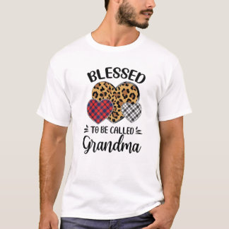 Camiseta Abençoado A Ser Chamado AVÓ, Corações-Leopardo-Cut