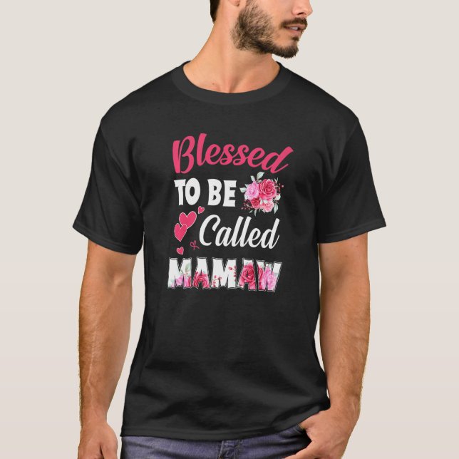 Camiseta Abençoado, Chamado Mamaw Funny Floral Mamaw Moth (Frente)