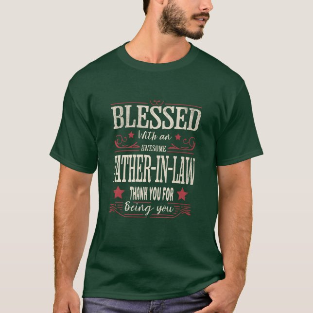 Camiseta Abençoado com um presente fantástico de FatherinLa (Frente)