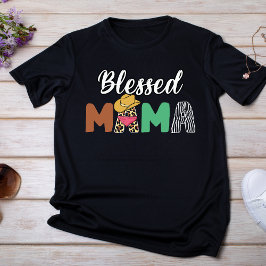 Camiseta Abençoado Dia de as mães Ocidental de Mama