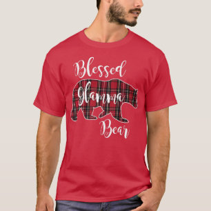 Camiseta Abençoado Glamma Bear Red Tartan Xadrez Avó Presen
