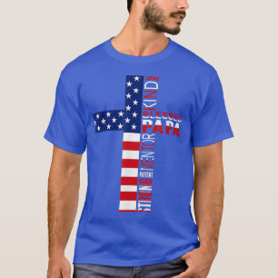Camiseta Abençoado Papá Americano Bandeira 4 de julho Relig