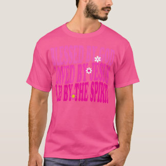 Camiseta Abençoado Por Deus Amado Pelo Cristão Flor Rosa De