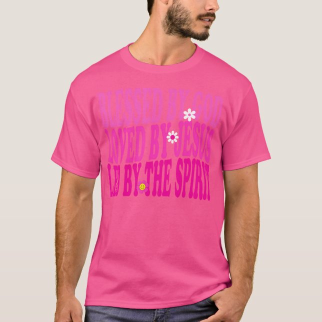 Camiseta Abençoado Por Deus Amado Pelo Cristão Flor Rosa De (Frente)