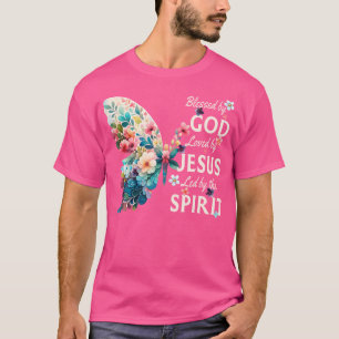 Camiseta Abençoado Por Deus Amado Por Jesus Borboleta Flora
