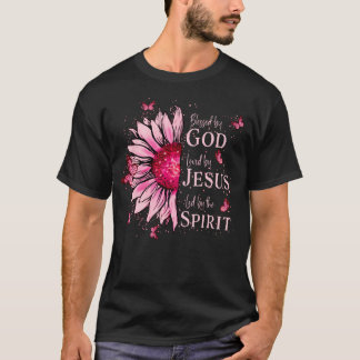 Camiseta Abençoado Por Deus - Amado Por Jesus Girassol Rosa