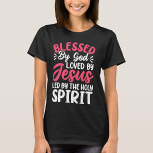 Camiseta Abençoado por Deus Amado por Jesus Liderado pelo E