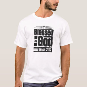 Camiseta Abençoado Por Deus Desde 2017, Christian Themed Bi