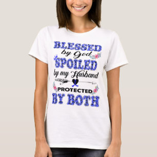 Camiseta abençoado por Deus mimado pelo cancer do Colon do