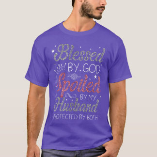 Camiseta Abençoado por Deus Mimado pelo Meu Marido Protegid