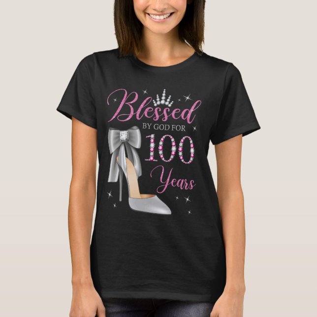 Camiseta Abençoado Por Deus Por 100 Anos De Idade 100º Aniv (Frente)