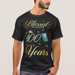 Camiseta Abençoado Por Deus Por 100 Anos De Idade 100º Aniv