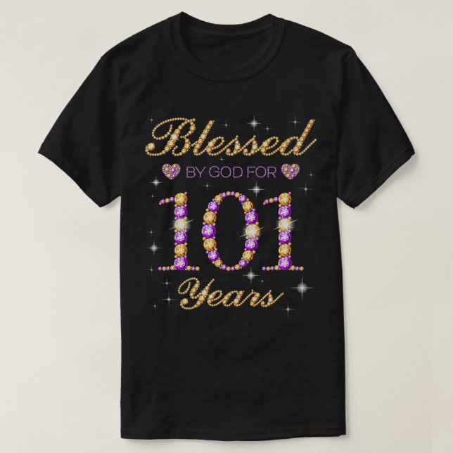 Camiseta Abençoado Por Deus Por 101 Anos De Festa de aniver (Frente do Design)