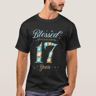 Camiseta Abençoado Por Deus Por 17 Anos De Idade Aniversári