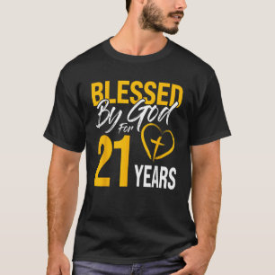 Camiseta Abençoado por Deus por 21 anos aniversário de 21 a