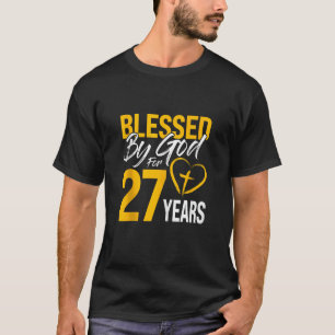 Camiseta Abençoado por Deus por 27 anos aniversário de 30 a