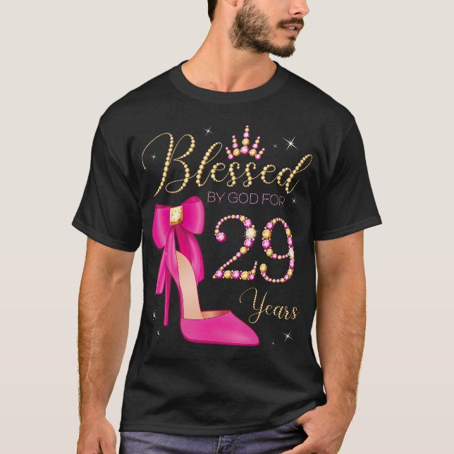 Camiseta Abençoado Por Deus Por 29 Anos 29 De Aniversário (Frente)