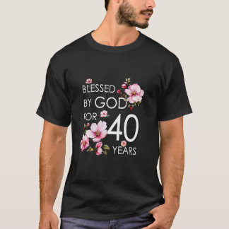 Camiseta Abençoado por Deus Por 40 Anos De Cerejeira Flor 4
