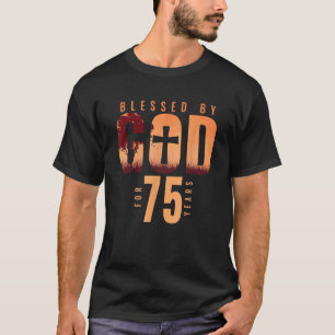 Camiseta Abençoado Por Deus Por 75 Anos 75 Religiosa De Ani