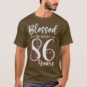 Camiseta Abençoado por Deus por 86 anos, 86 anos, presente
