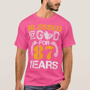 Camiseta Abençoado por Deus Por 87 AnosFeliz 87º Aniversári
